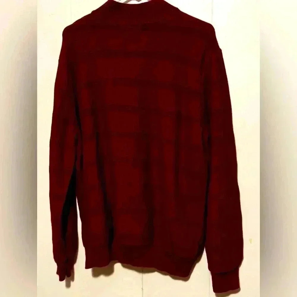 Chaps Mens Pullover Quarter Button Collared Sweater Maroon Size XL - Picture 2 of 5